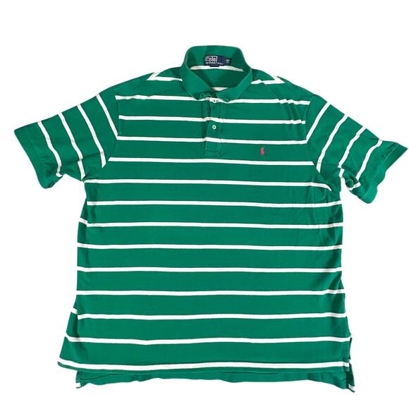 Polo Ralph Lauren Other - Polo Ralph Lauren Striped‎ Polo Mens 3XB Green White 100% Cotton Polo *Flaw